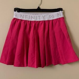 NFINITY Hot Pink Pleated Athletic Skirt with White Waistband